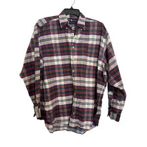 Ralph Lauren The Big Oxford Mens XL Plaid Button-Down Shirt Green/Red/White Cott